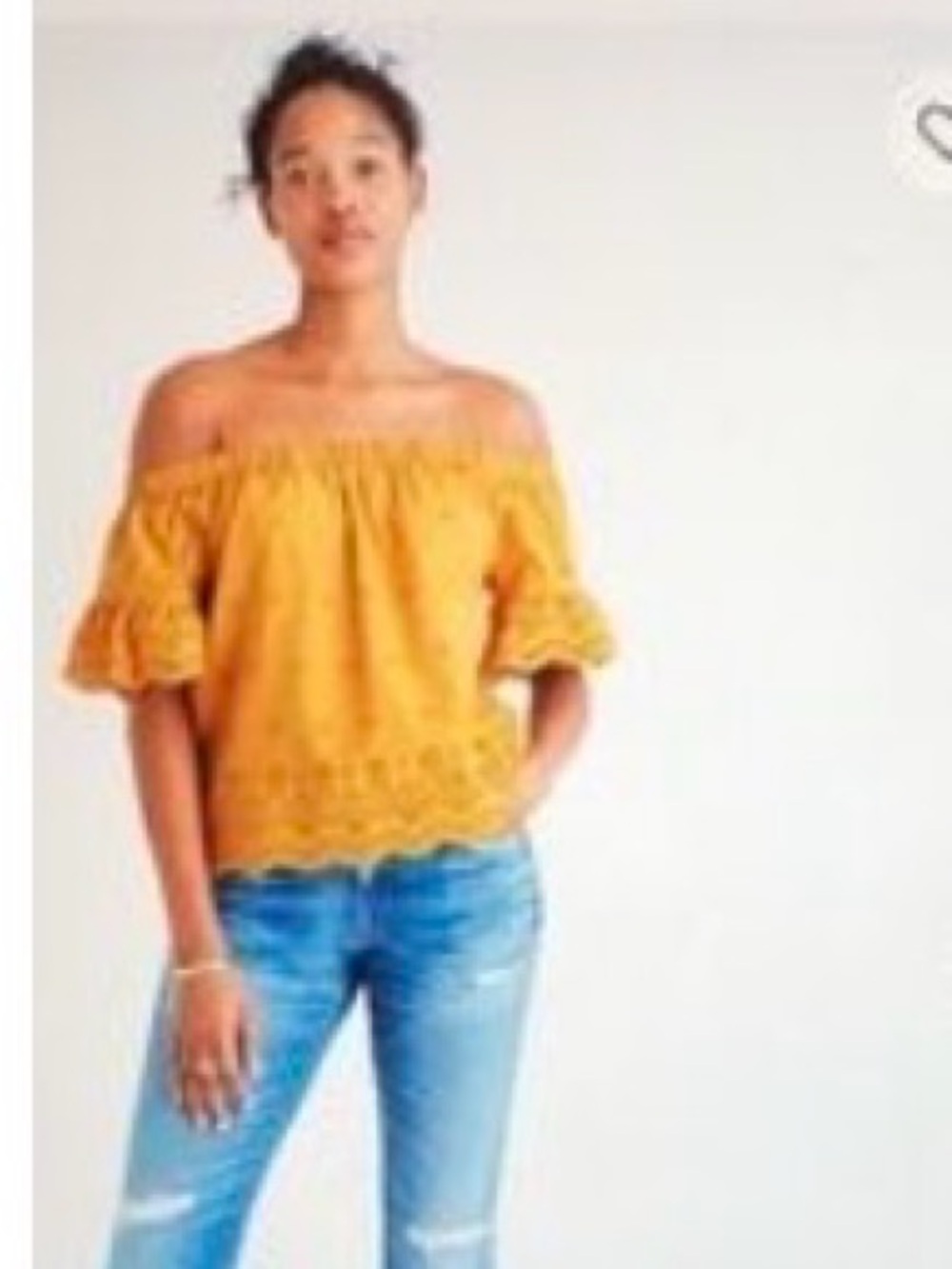 Madewell off shoulder eyelet cotton top